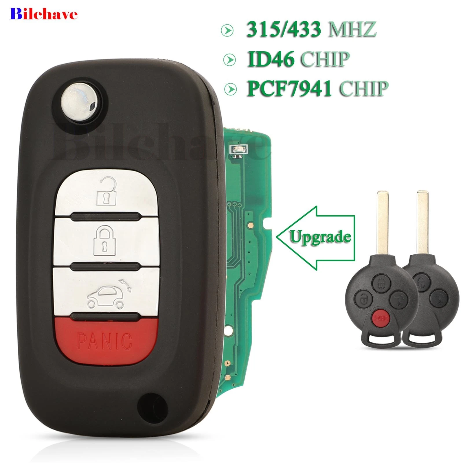 

Jingyuqin модифицированный для Mercedes Benz Smart Fortwo 2007-2015 раскладной умный дистанционный ключ для автомобиля 315 МГц 433 МГц ID46 PCF7941 чип FOB 4BNT