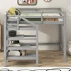 Full Size Loft Bed with Built-in Storage Staircase and Hanger Clothes,White Bed for Boys Bunk Beds for Kids Kids Bed Twin Beds 3