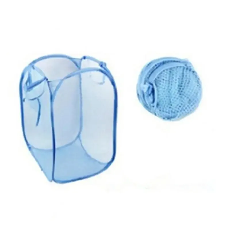 Blue Laundry Basket Foldable Japanese Color Net Laundry Basket Debris