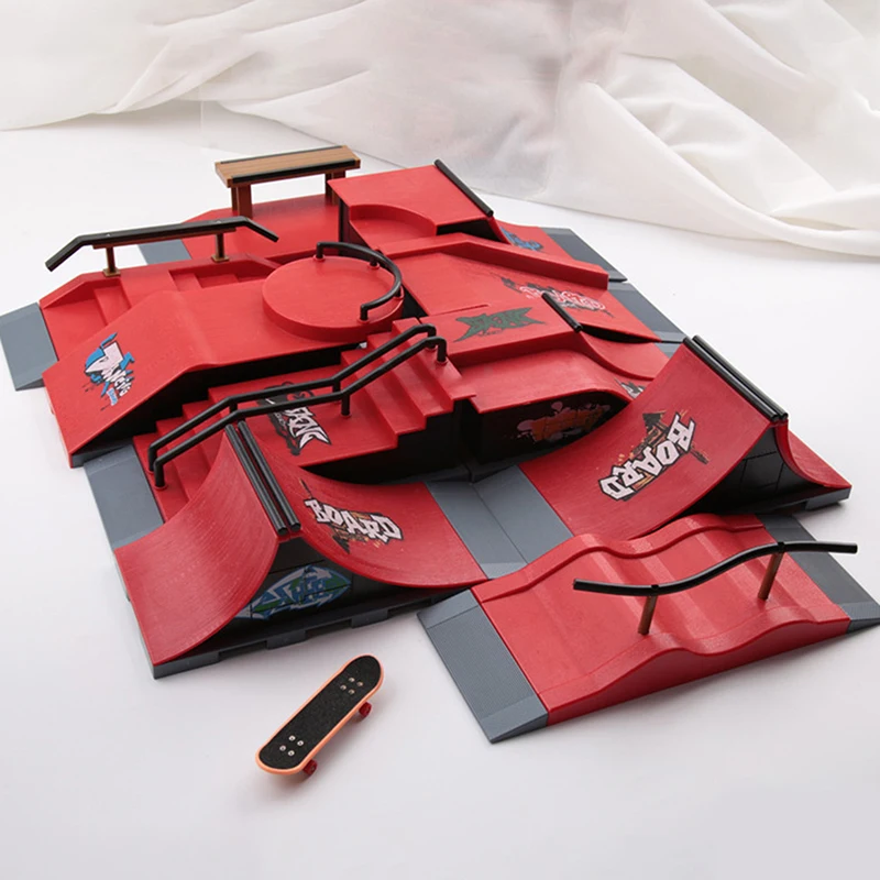 1세트 곡선형 핑거 램프 세트 미니 핑거 스케이트보드 곡선형 램프가 있는 창의적인 참신한 핑거 스케이트 파크 장난감 (어린이용)