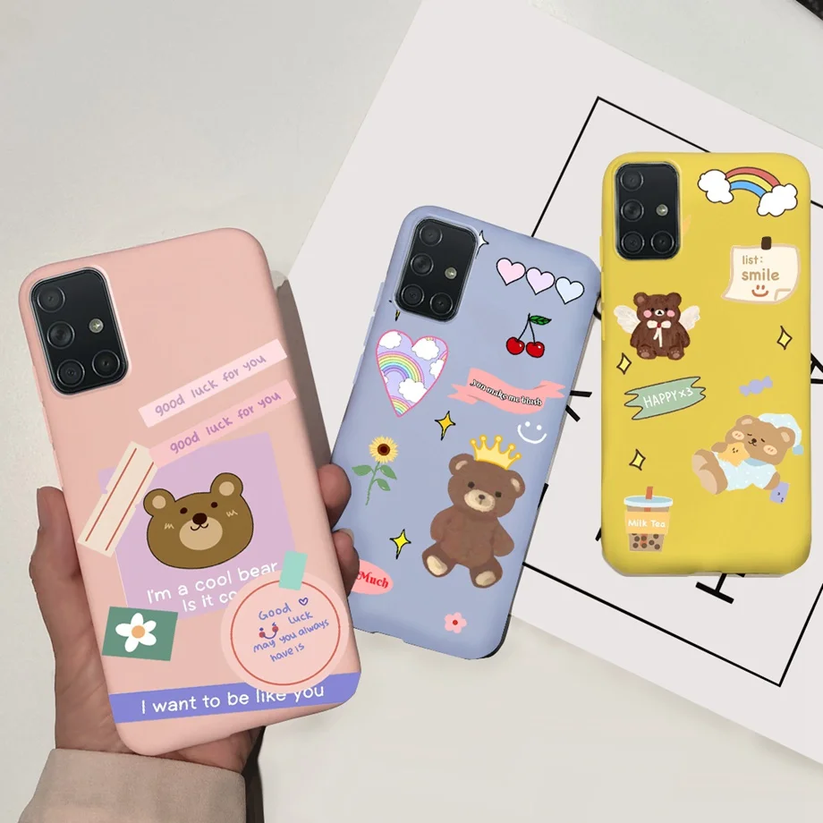 Per Samsung A51 Galaxy A71 Custodia Per Telefono Brown Bear Soft Tpu Paraurti In Silicone Opaco Su Fundas Samsung Galaxy A71 A 51 A515F Coque