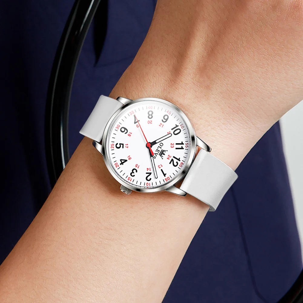 OELVS Original Quartz Watches for Women Stainless Steel Simple Women's Watch Silicone Strap Waterproof Luminous Wristwatch Reloj