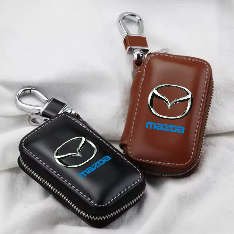 Leather Car Key Case Zipper Bag & Wallet Housekeeper Cover - Premium Car Accessory