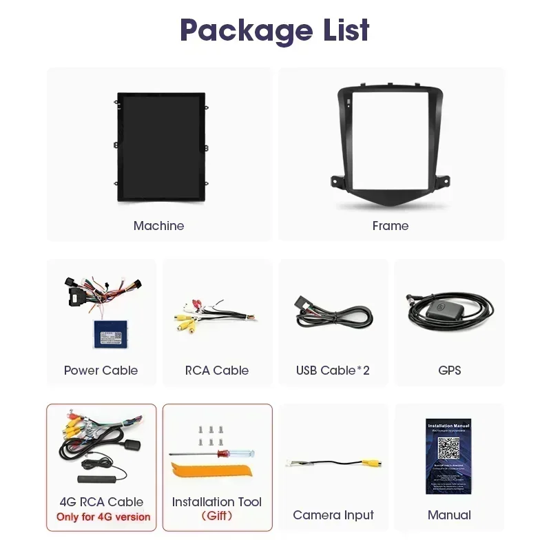 Srnubi 9.7 Chevrolet Cruze J300 2008 - 2012 용 안드로이드 12 Carplay 차량용 라디오 멀티미디어 플레이어 2 din GPS 스테레오 DVD 헤드 유닛