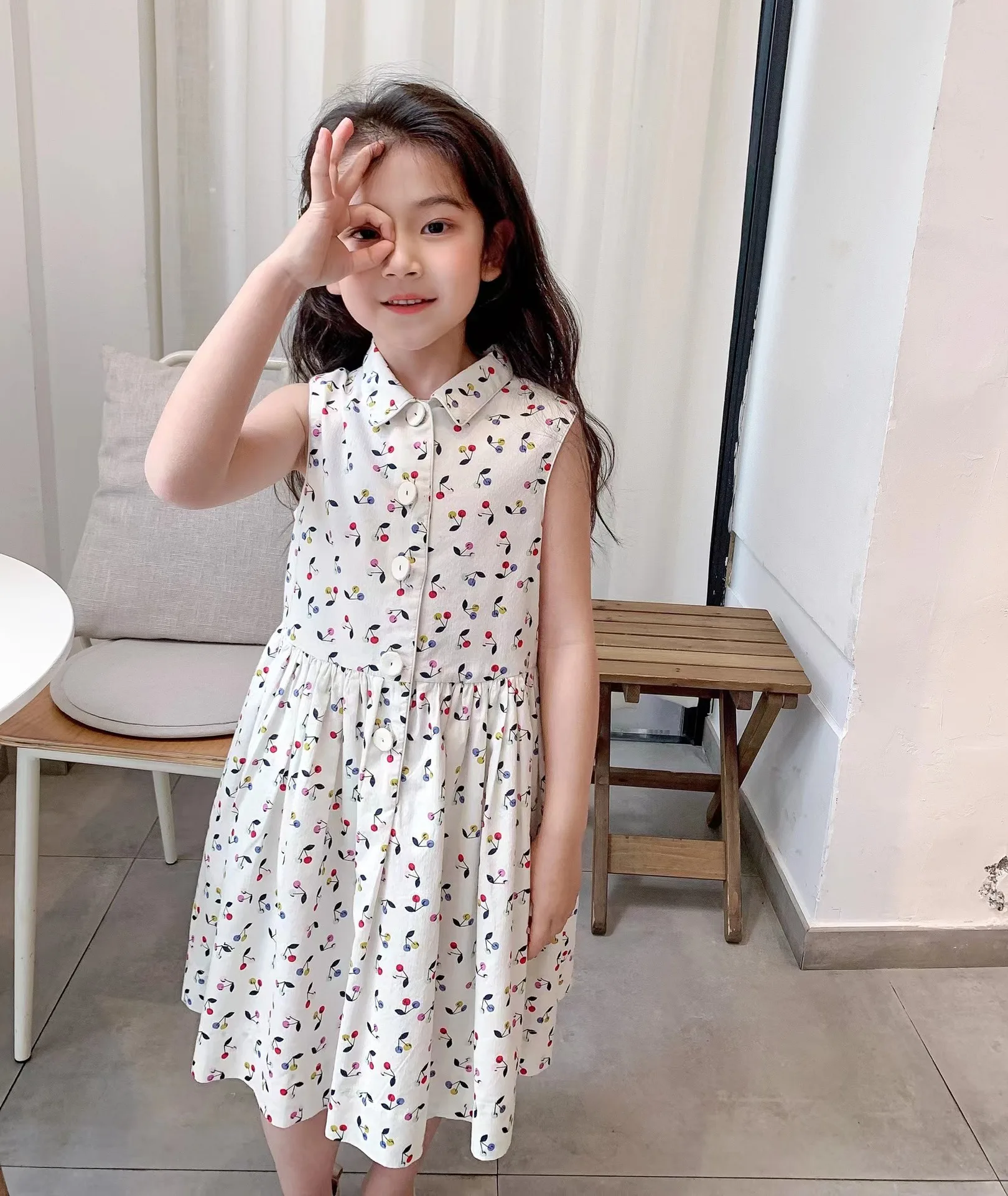 

2023 New Summer Brand Design Girls Cute Print Sleeveless Dresses