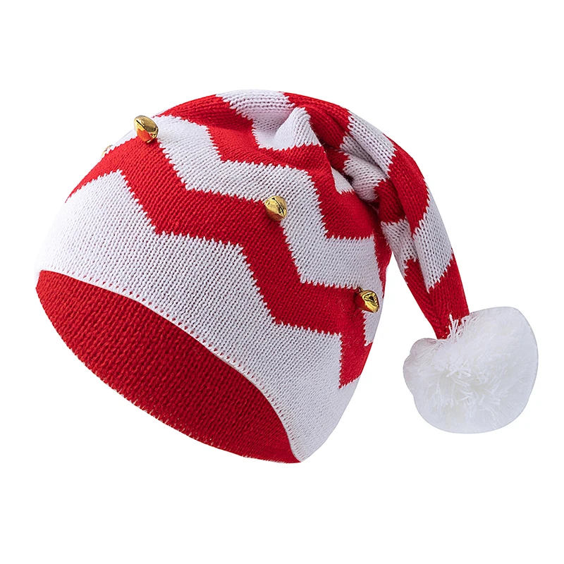 Heißer Verkauf Unisex Weihnachten Winter Hut Beanie Cap Pompoms Stricken Hut Weihnachten Glocken Hut Für Frauen Männer Weihnachten Geschenk – Detail 4