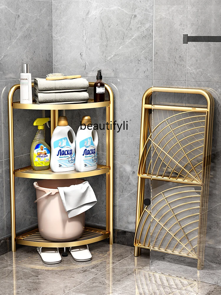 

zqBathroom Shelf Bathroom Supplies Complete Collection Toilet Storage Multi-Layer Triangle Shelf Floor-Standing