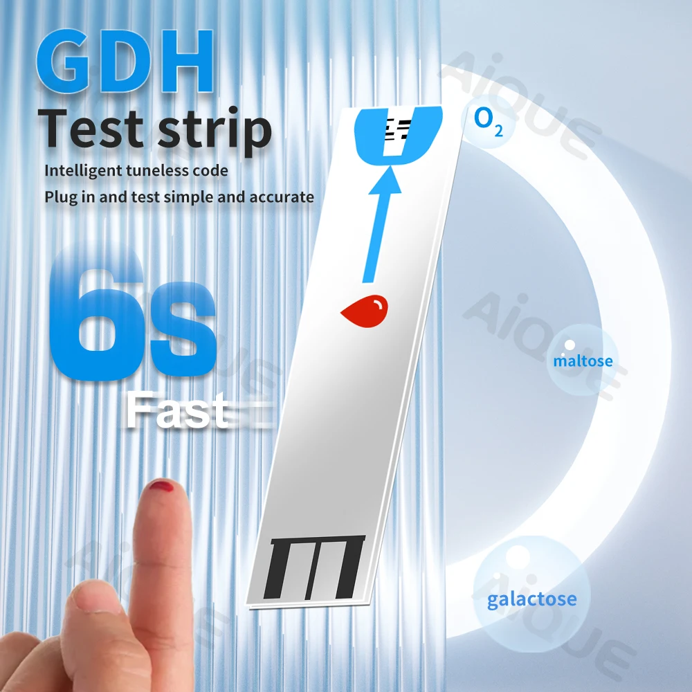 Blood glucose meter AiQUE blood glucose meter GDH glucometer 50/10 strips kit full set glucose test strips medical diabetes 6S get results fast