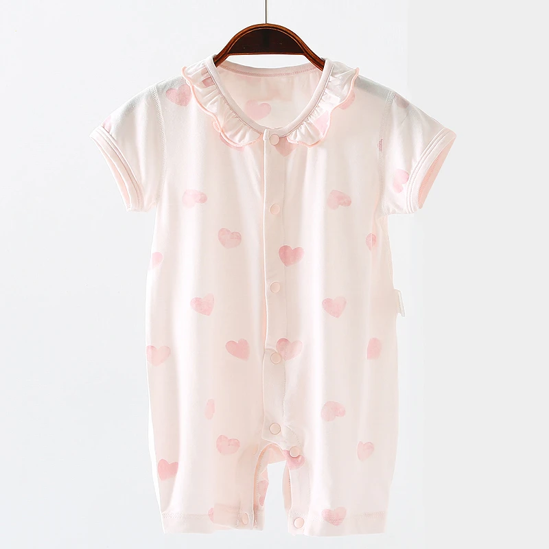 스윗 베이비 롬퍼 여름 얇은 모달 반팔 반바지 하렘 슈트 여아  크롤링 슈트 에어컨 슈트 아동 홈웨어