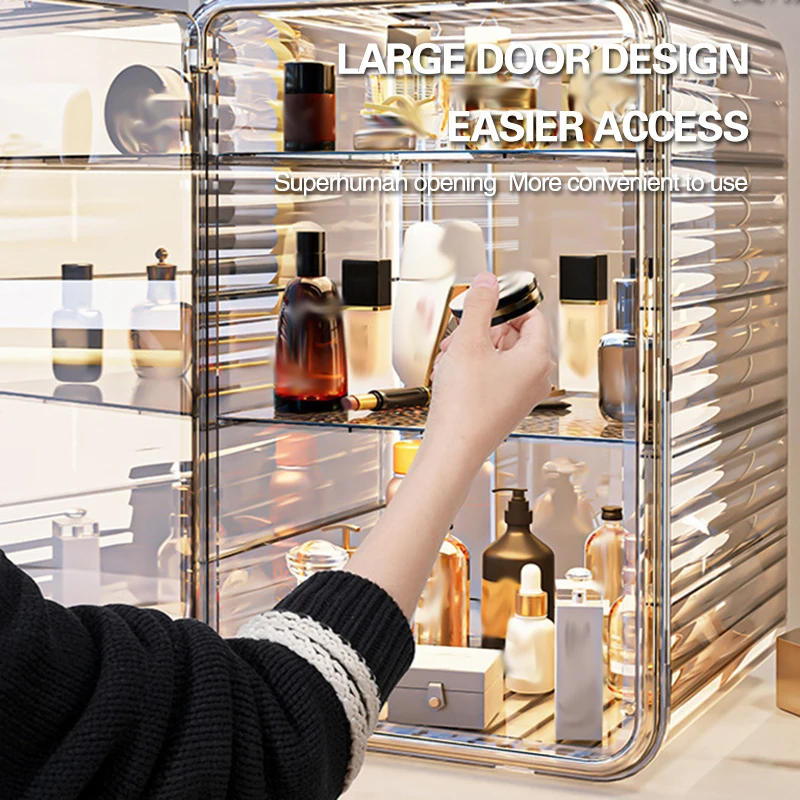 

Desktop Storage Box Plastic Transparent Acrylic Cosmetic Storage Rack Skincare Product Storage Box Cup Rack Dustproof with Door