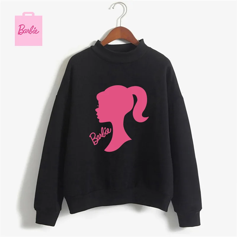 

Barbie T Shirts Women Knit Sweater Embroidery Red Heart O-Neck Kawaii Y2K Simple Style Fall Spring Autumn Slim Pullover Harajuku