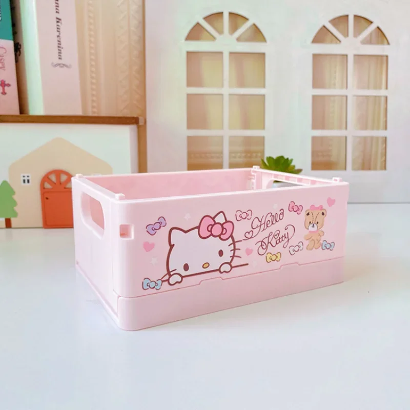 kawaii Desktop Storage Box Anime Hello Kittys Pochaccos Foldable Mini  Organizer Box Cute Cartoon Kuromis Melodys Sundry Basket