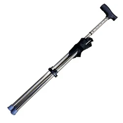 Portable Folding Cane Chair with Non-Slip Handle - Lightweight Outdoor Walking Stick with Built-in Seat (Black)