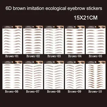 6D 헤어 같은 눈썹 스티커, 메이크업 방수 눈썹 스티커, 눈썹 문신, 긴 천연 화장품, 지속되는 가짜 스티커 I4Q7