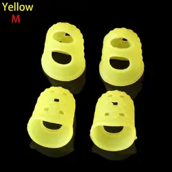 Set of 4 Silicone Finger Guards in Assorted Colors - Fingertip Protectors for String Instrument Playing (Yellow - M)
