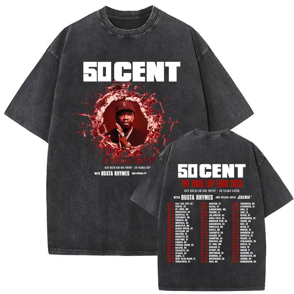 Washed Vintage Young 50 Cent & Eminem Graphic T-shirt Men