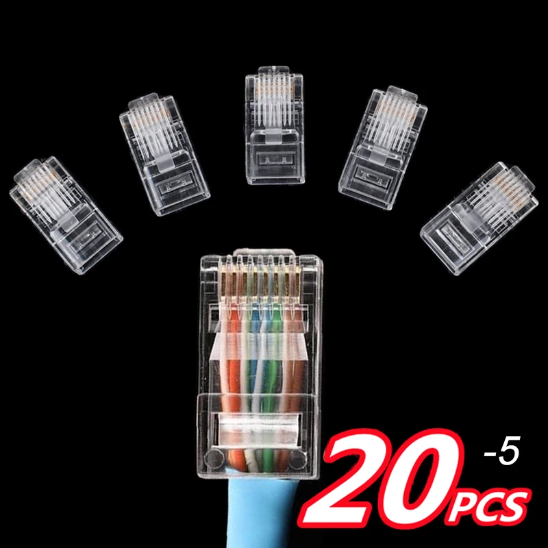 RJ45 Connectors RJ45 Crimp Ends 8P8C UTP Network Plug For Cat5 5e Cat6 6a Stranded Cable Solid Crystal Head (50 Of Pack