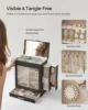 SONGMICS Jewelry Box with Glass Window, 5-Layer Jewelry Organizer with 3 Side Drawers, Jewelry Storage, with Big Mirror, Modern 5