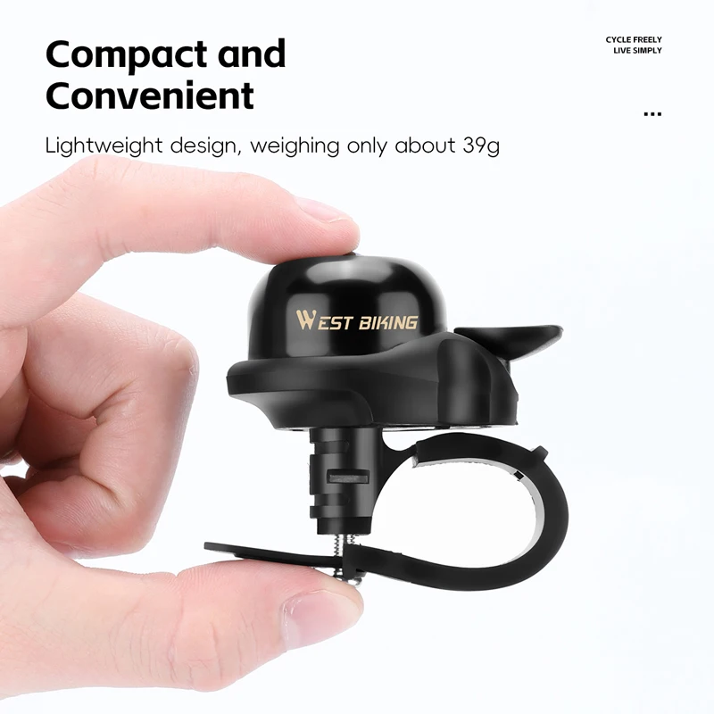 웨스트 바이킹 미니 구리 자전거 벨 - 고데시벨 선명한 링톤, 19-31.8mm 핸들바 로드 MTB 폴딩 벨 액세서리