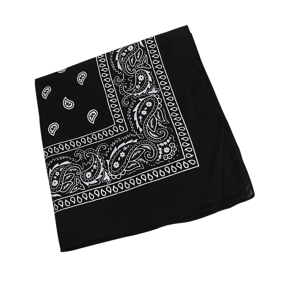 

Cotton Printed Bandana Paisley Headband Bandana Balaclava Square Scarf Women's Headbands For Hip- Hop Cycling DIY Cover Black