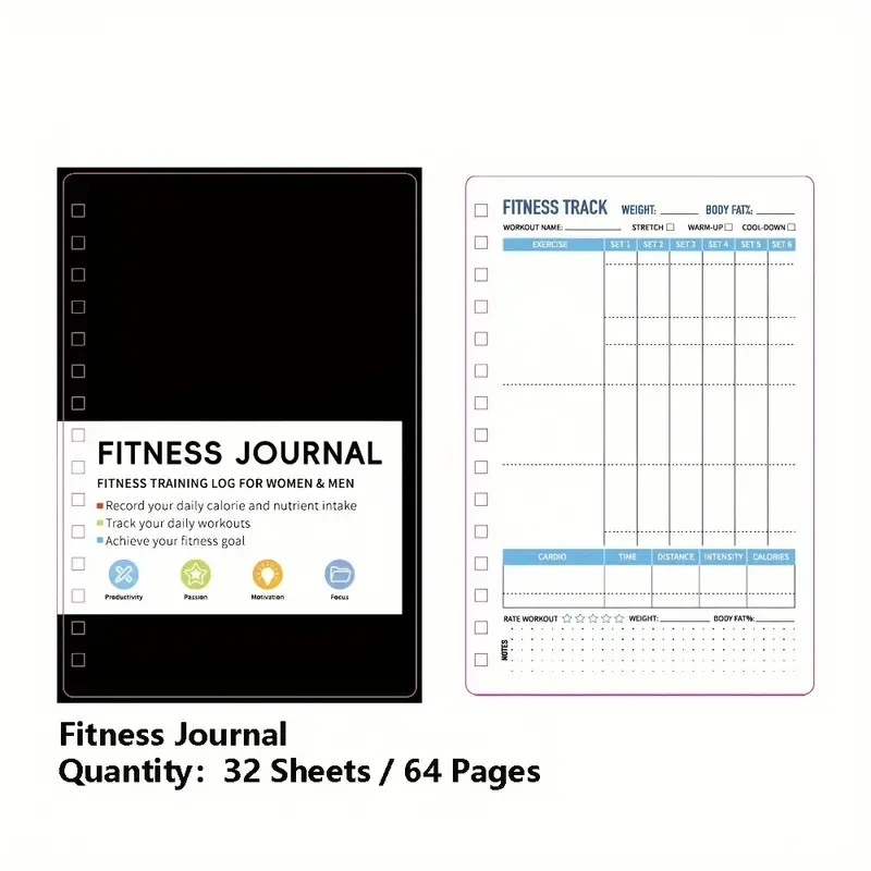 Daily Exercise & Nutrition Planner - Fitness Journal Spiral Notebook