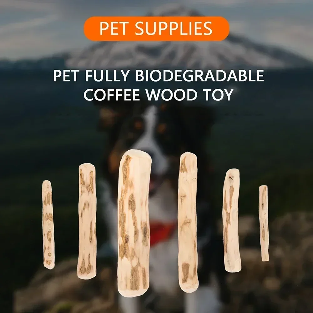 Durable Coffee Wood Chew Stick for Dogs - Natural Anxiety Relief & Teeth Cleaning Pet Toy 4