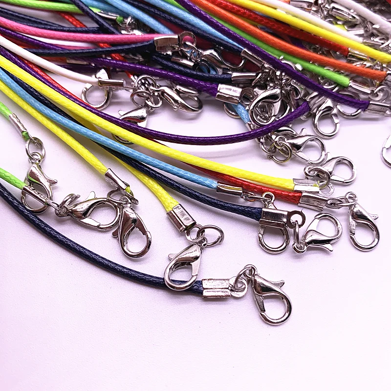 Nylon Rope 10pcs 1.5mm Nylon Tarpaulin Waxed Cord Lobster Clasp Rope Braided Adjustable Rope for Jewelry Making DIY Necklace Bracelets