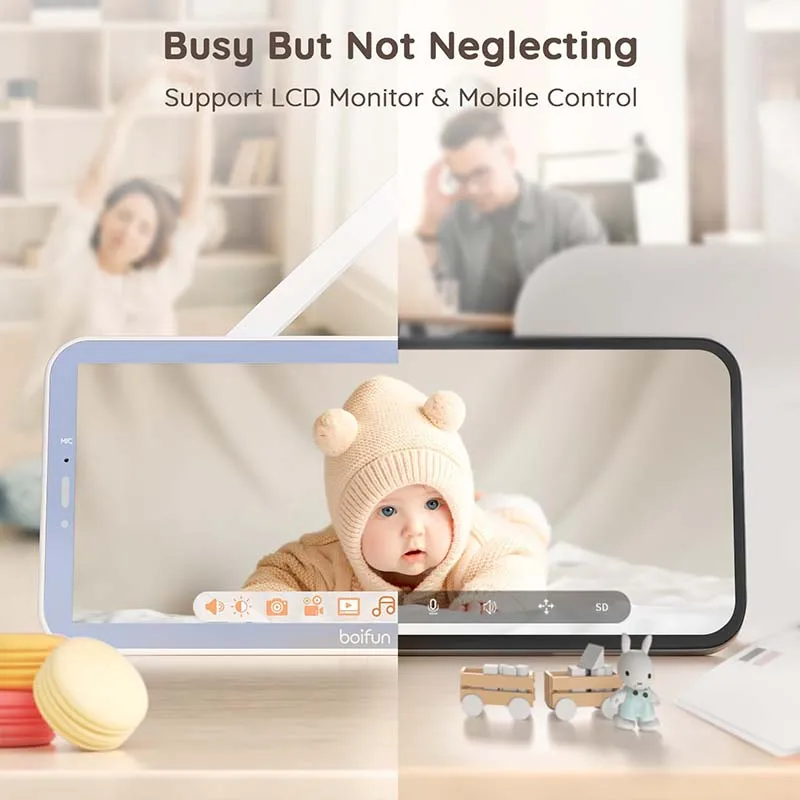 BOIFUN 2K 5" Baby Monitor Camera with Phone App 360&deg; Rotation Motion Monitoring Auto Tracking Area Detection
