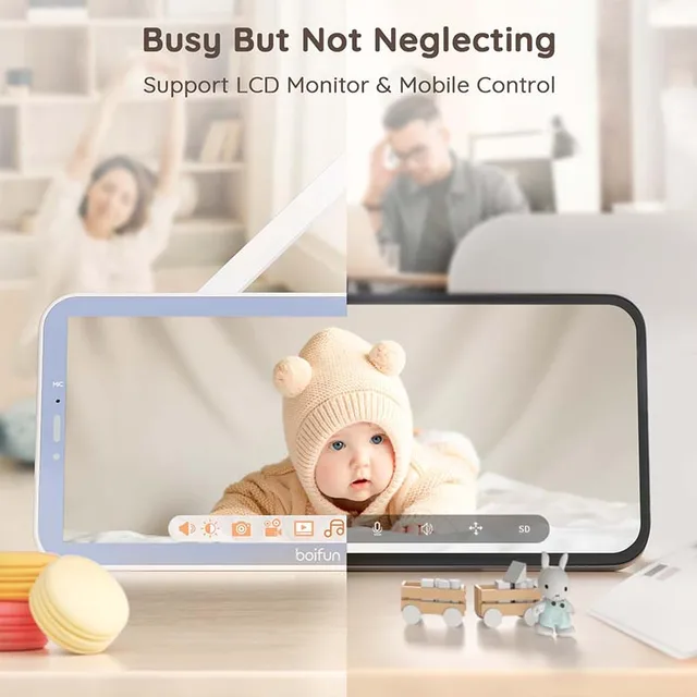 BOIFUN 2K 5" Baby Monitor Camera with Phone App, 360° Rotation, Motion Monitoring & Auto Tracking, Custom Area Detection 4