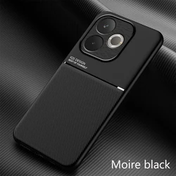 Luxury Matte Magnetic Phone Case - Car Mounted PU Leather Shockproof Back Cover for OPPO A5pro 5G (Black)