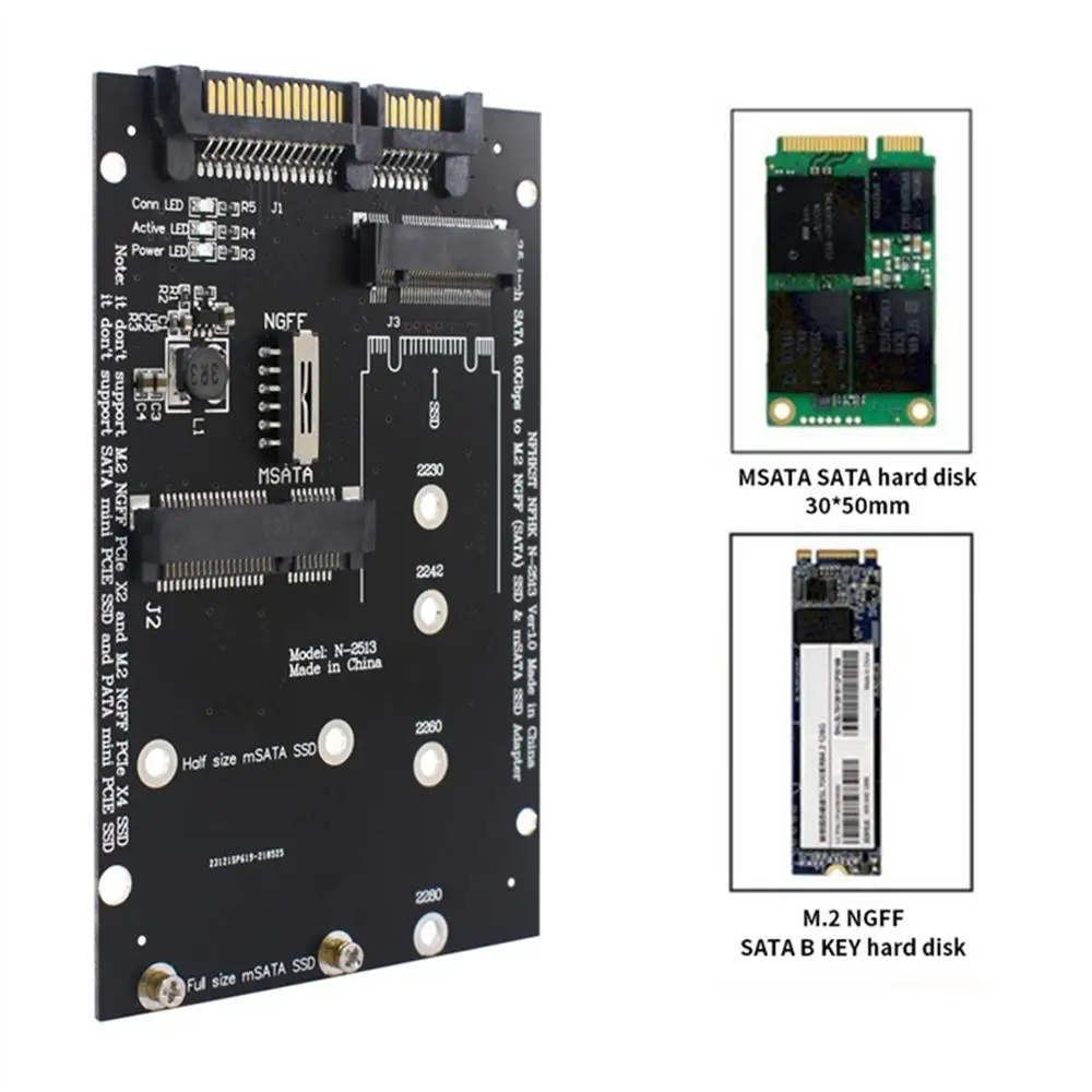 

Msata To Sata Adapter 2.5 Inch M2 To Sata Adapter Board 60Gdps M2 SSD Adapter M.2 NGFF Sata And Msata SSD Adapter For PC