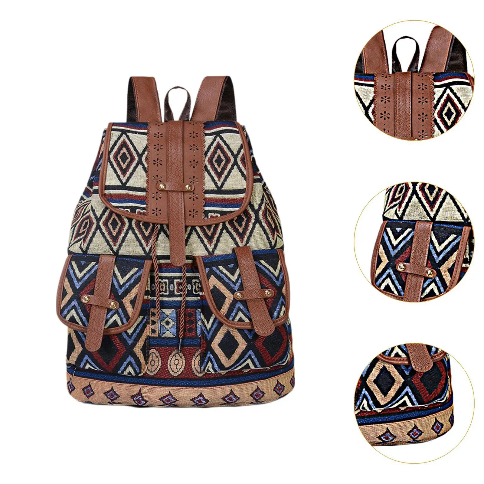 Women Ethnic Retro Design Pattern Backpack for Outdoor Backpacking Shopping