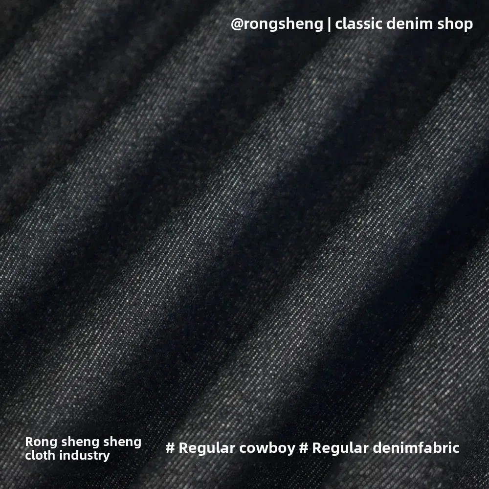 Pure Cotton Non-Elastic Black Denim Fabric for Jeans Jacket Shirt Material Flow Spun Yarn Jeans Fabric from Mainland China