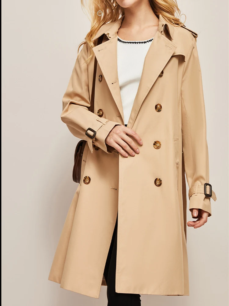  JUZHIJIA Long Trench Coat For Women Autumn Double