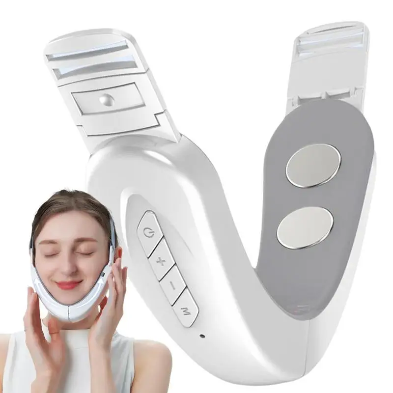Facial Lifting Device Blue LED Face Slimming TENS Pulse Massager Remove Double Chin V-Face Shaped Cheek Lift Belt