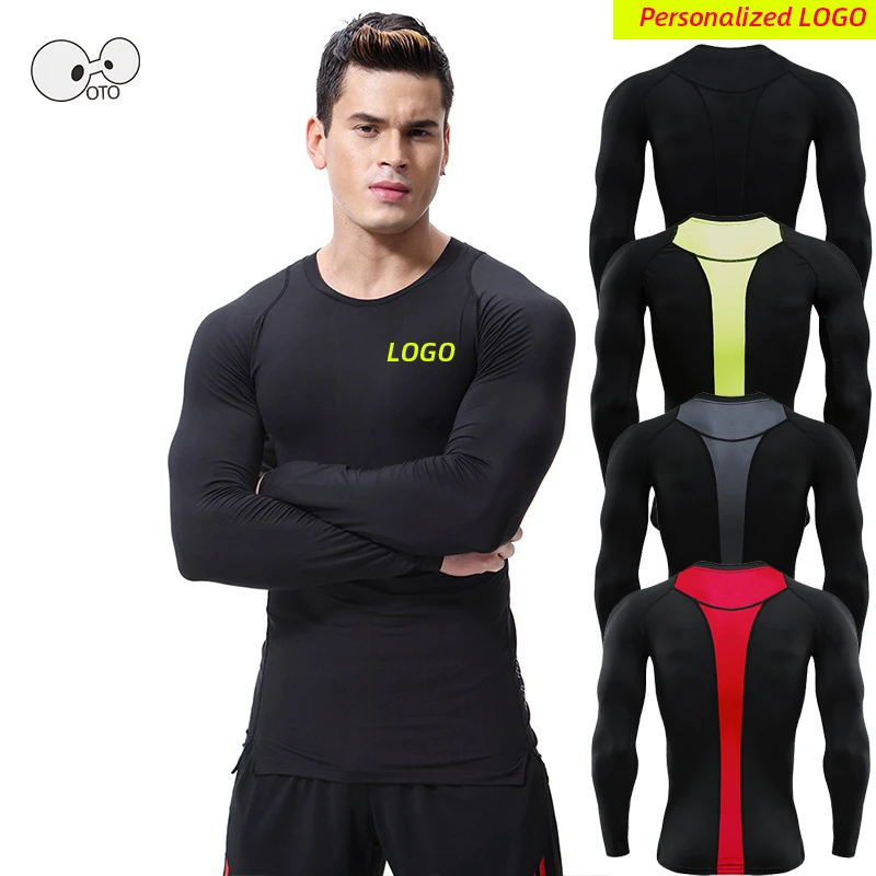 

Personalized Outdoor Mens Quick Dry Fitness Compression Long Sleeve Baselayer Body Under Shirt Tight Sports Gym Wear Top Shirt