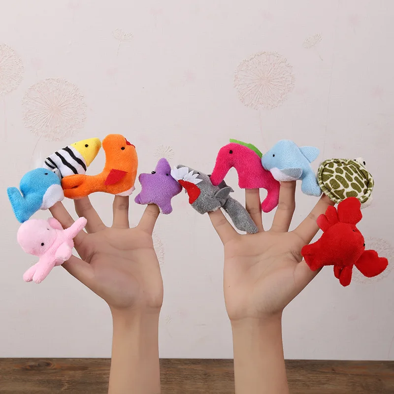Finger Puppet Set Baby Animals Duck Plush Doll Hand Cartoon Family Hand Puppet Cloth theater Educational Toys for Kids Gifts