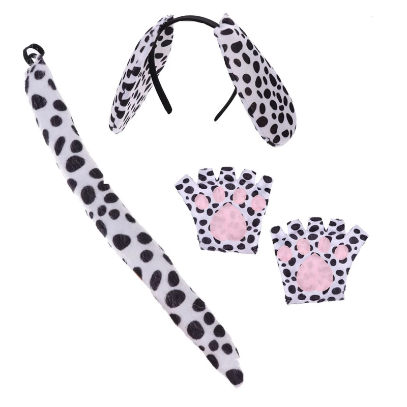 

A2ES Unisex Spotted Dog Ear Headband & Tail & Gloves Costume for Photoshoot