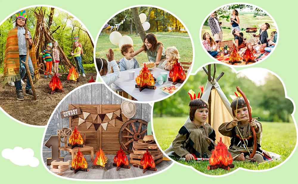 1set Gefälschte Feuer Gefälschte Flamme 3D Karton Lagerfeuer Herzstück Dekorative Künstliche Flamme Requisiten Lagerfeuer Party Dekoration Lieferungen – Detail 14