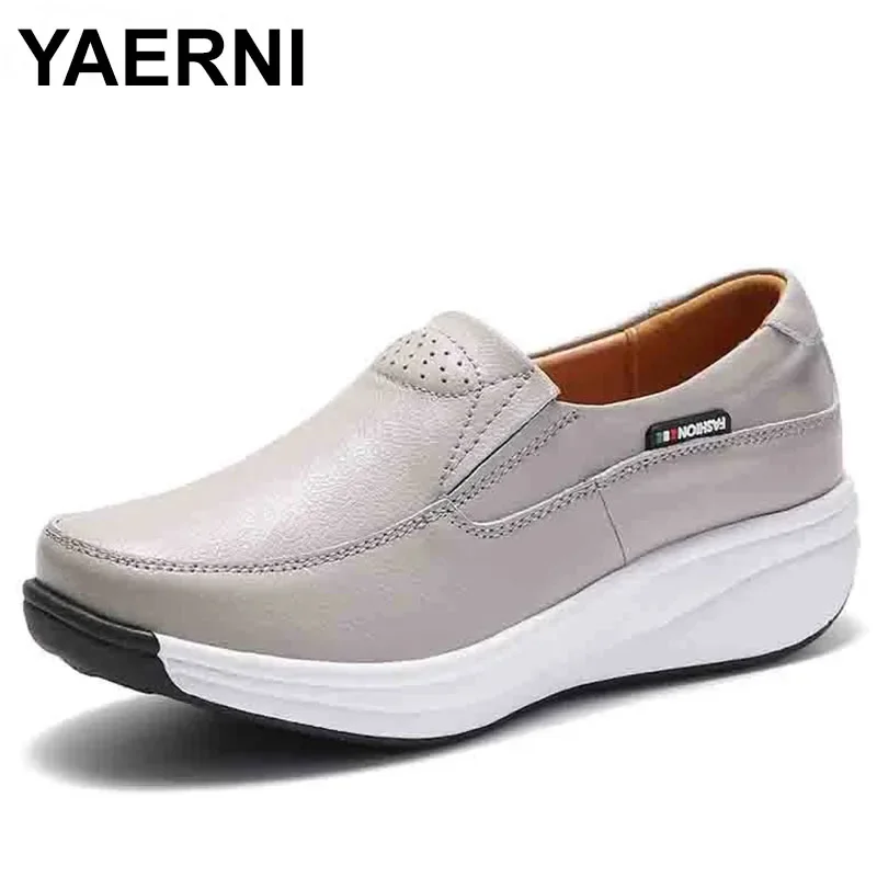 

Мокасины женские из натуральной кожи, туфли на плоской платформе, без застежки, круглый носок, повседневная обувь, элегантные лоферы, весна