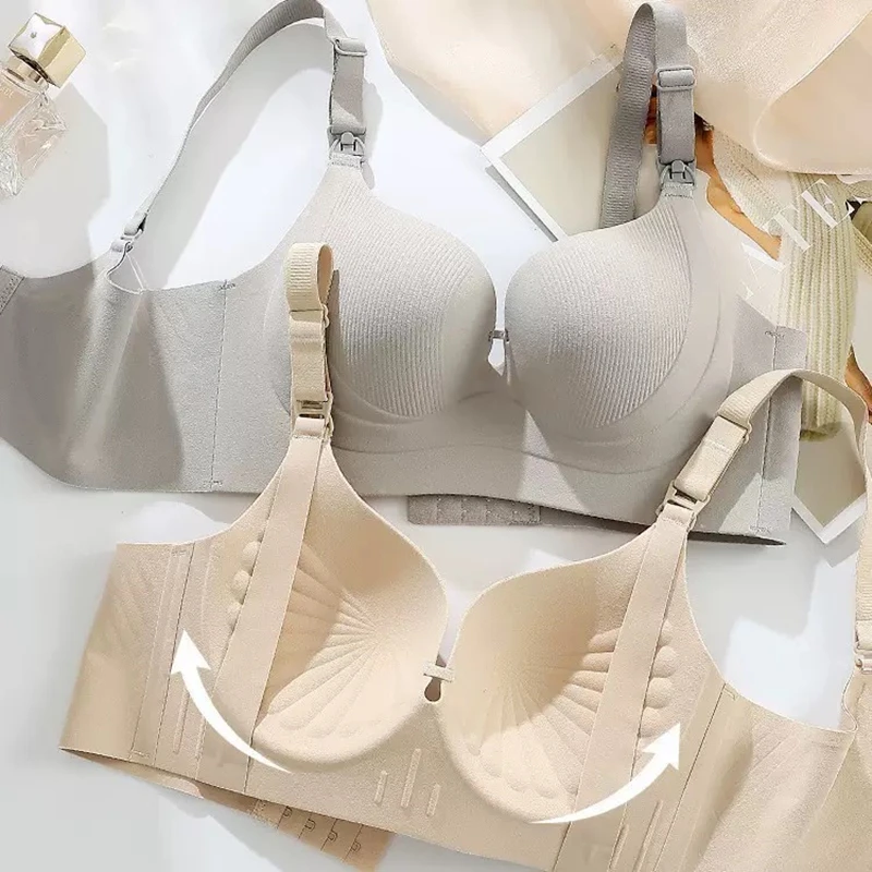 Seamless Side-gathering Breastfeeding Underwear for Women, Big Breasts Look Small, Pregnancy and Postpartum Feeding, Push-up Bra | Women Undergarments