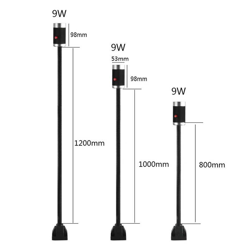 LED Machine Work Lamp 24V/220V 9W LED Lighting with 50cm/ 80cm/100cm/120cm For Industrial Machine CNC Milling Light
