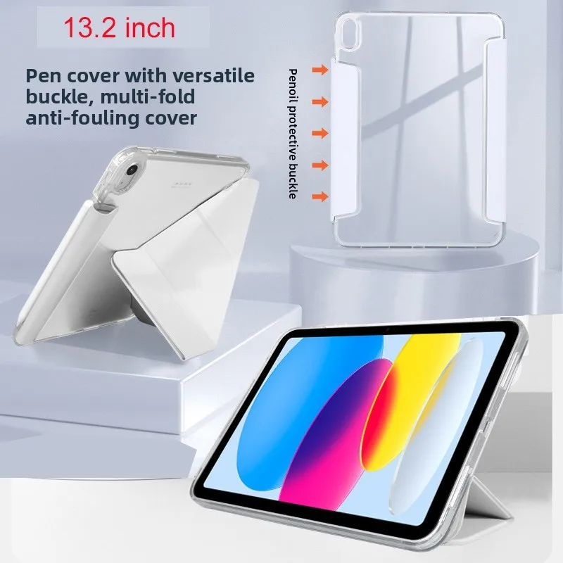 Y-Folding Transparent Back Case with Buckle Tower