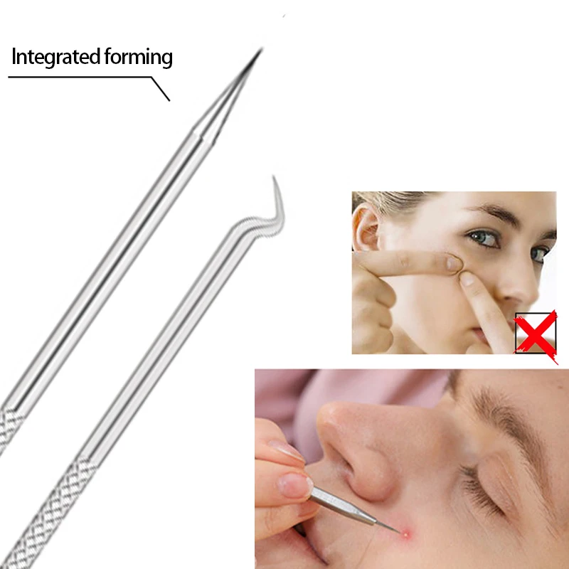 Stainless Steel Pimple Needle Double Head Acne Hook Pimple Squeeze Blackheads Whiteheads Remover Skin Care Women Beauty Set Tool facial beauty instrument blackhead remover skin tag remover blackhead instrument