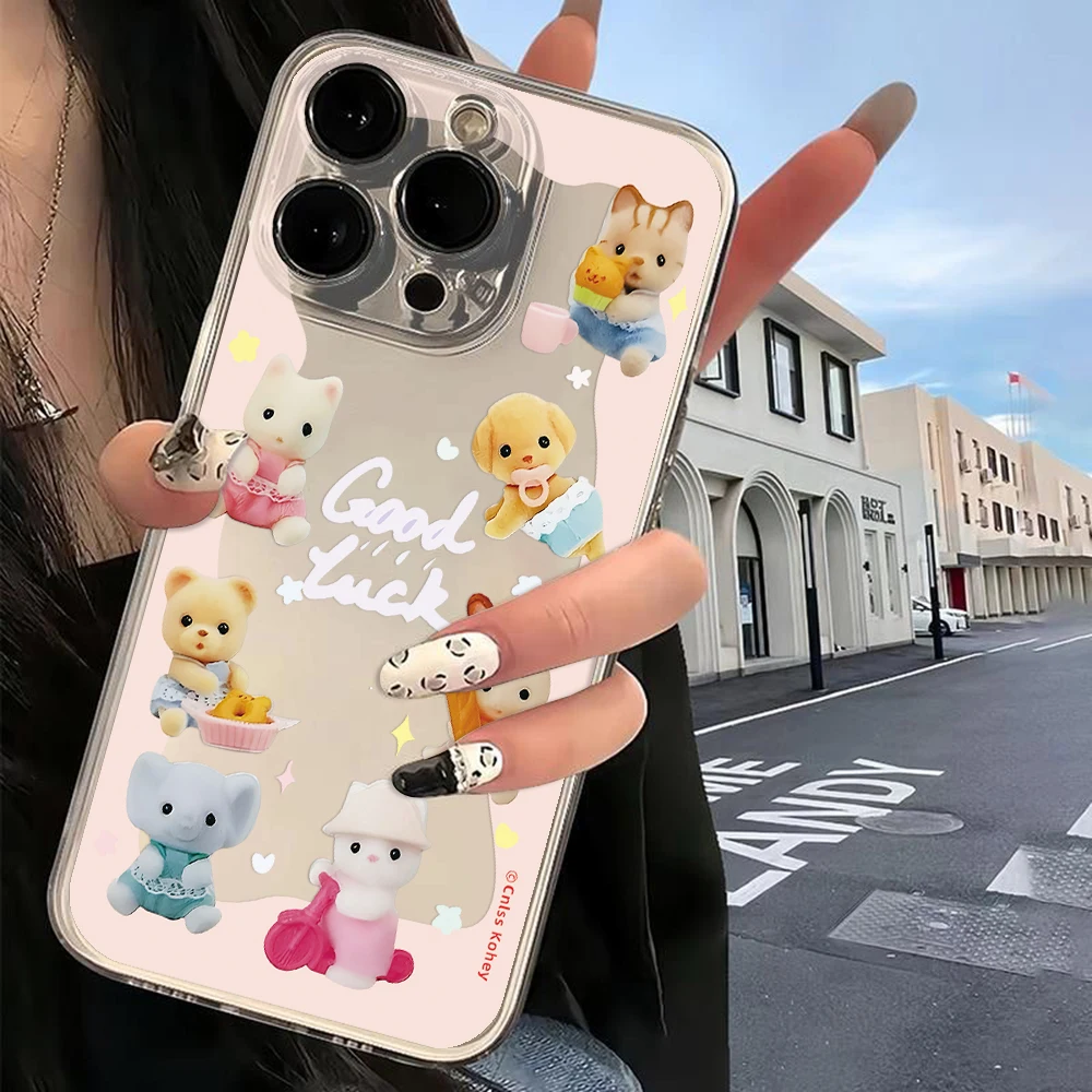 Vintage Bear Design Luxury Clear Phone Case