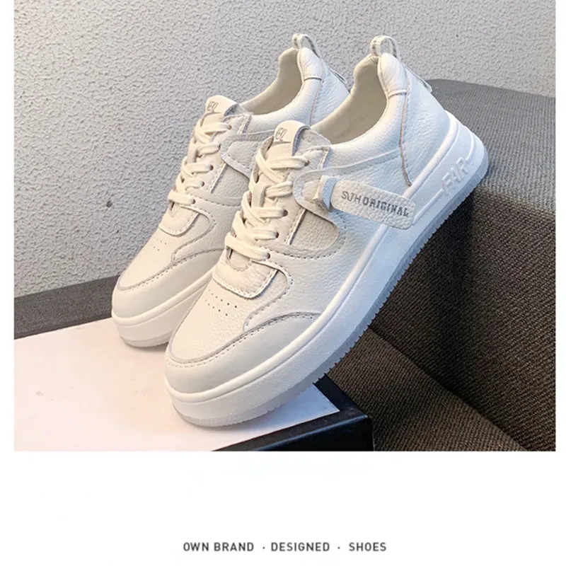 TSTCTB New 2022 Sneakers for Women Real Leather Chic Chunky Ins Spring Woman Shoes Daily Outdoor Trainers Footwear Size 35-40