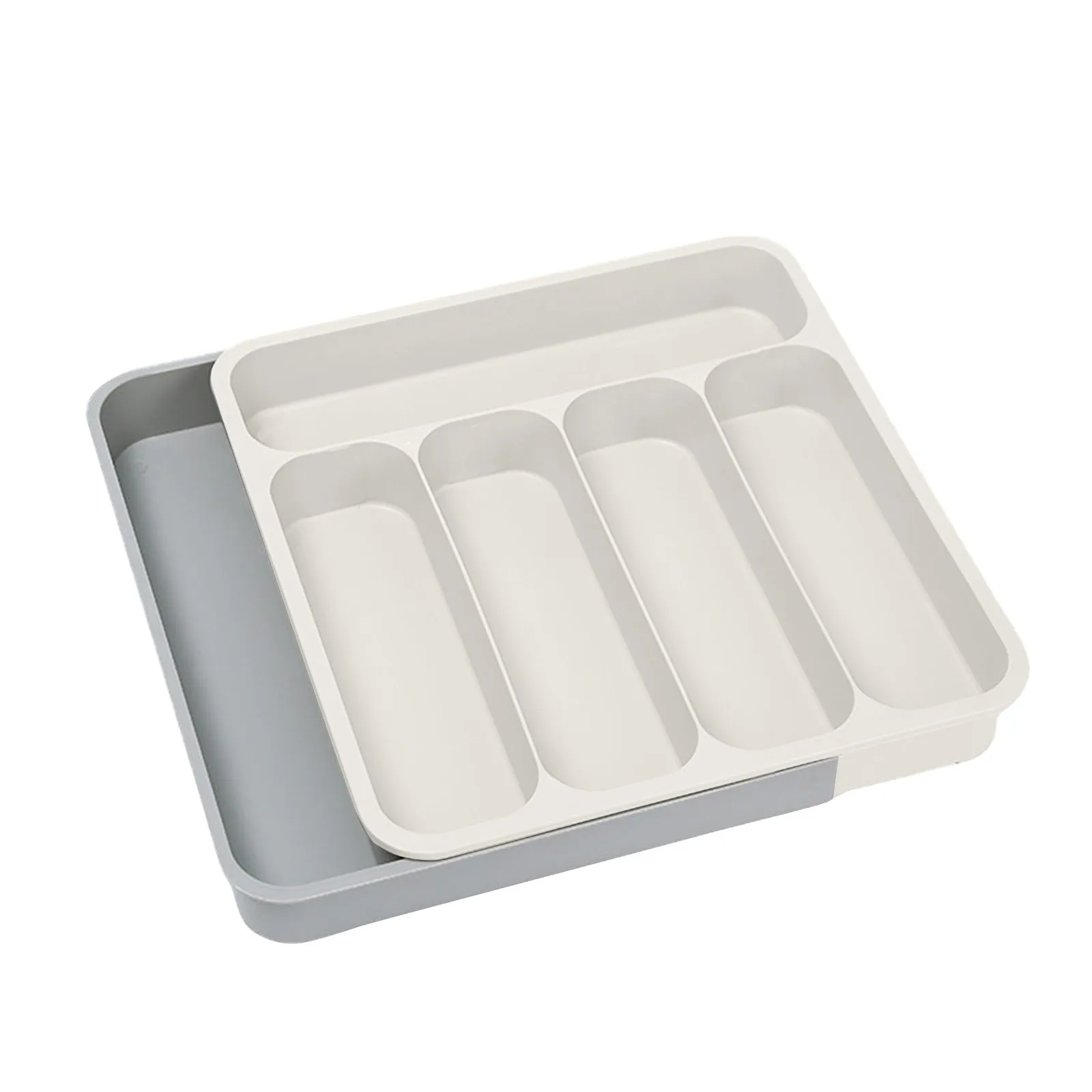 Portaposate Regolabile Per Cassetto | Organizer Espandibile Con Portacoltelli | Contenitore Multiuso Per Posate, Cucchiai E Forchette | Plastica Alimentare (Nero)