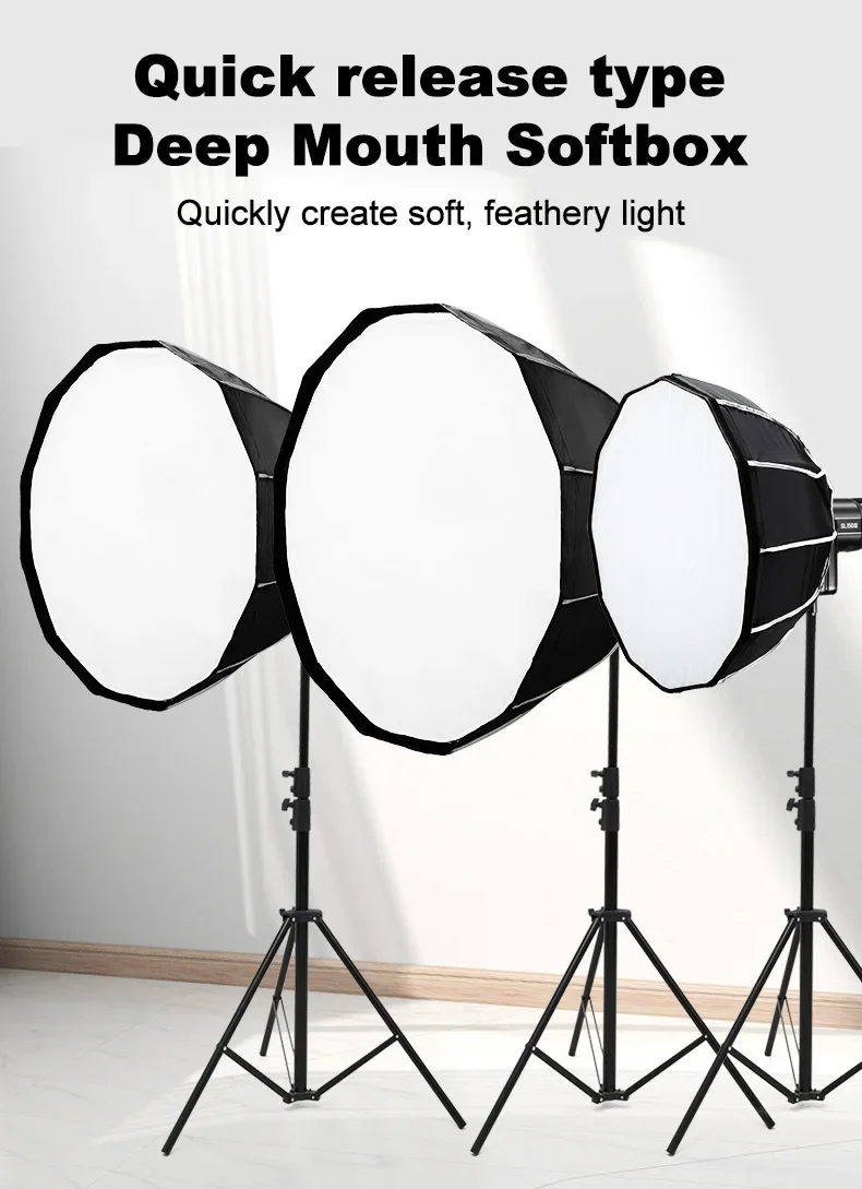 Softbox Bowen Mount CH-P 50cm 70cm 90cm Soft Box with Grid for Speedlight Flas