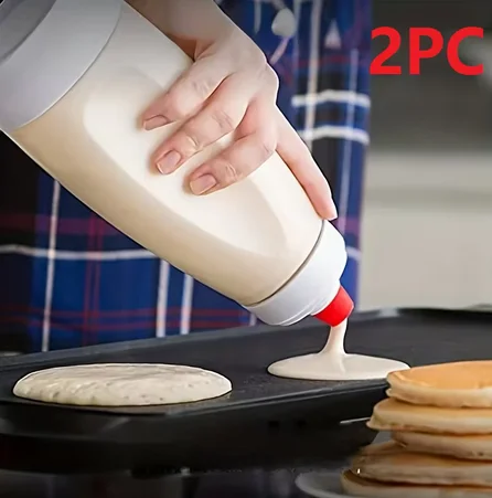 1/2Pc Pancake Batter Bottle Battler Mixer with Blender Ball Wire Whisk for Restaurant Baking Pancakes Cupcakes Muffins Crepes