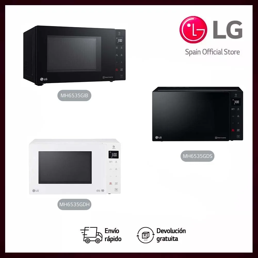 Microondas LG MH6535GDS, MH6535GDH, MH6535GIB - Microondas con grill, 25  litros, 1000W, Smart Inverter, display digital, Color Negro o Blanco _ -  AliExpress Mobile